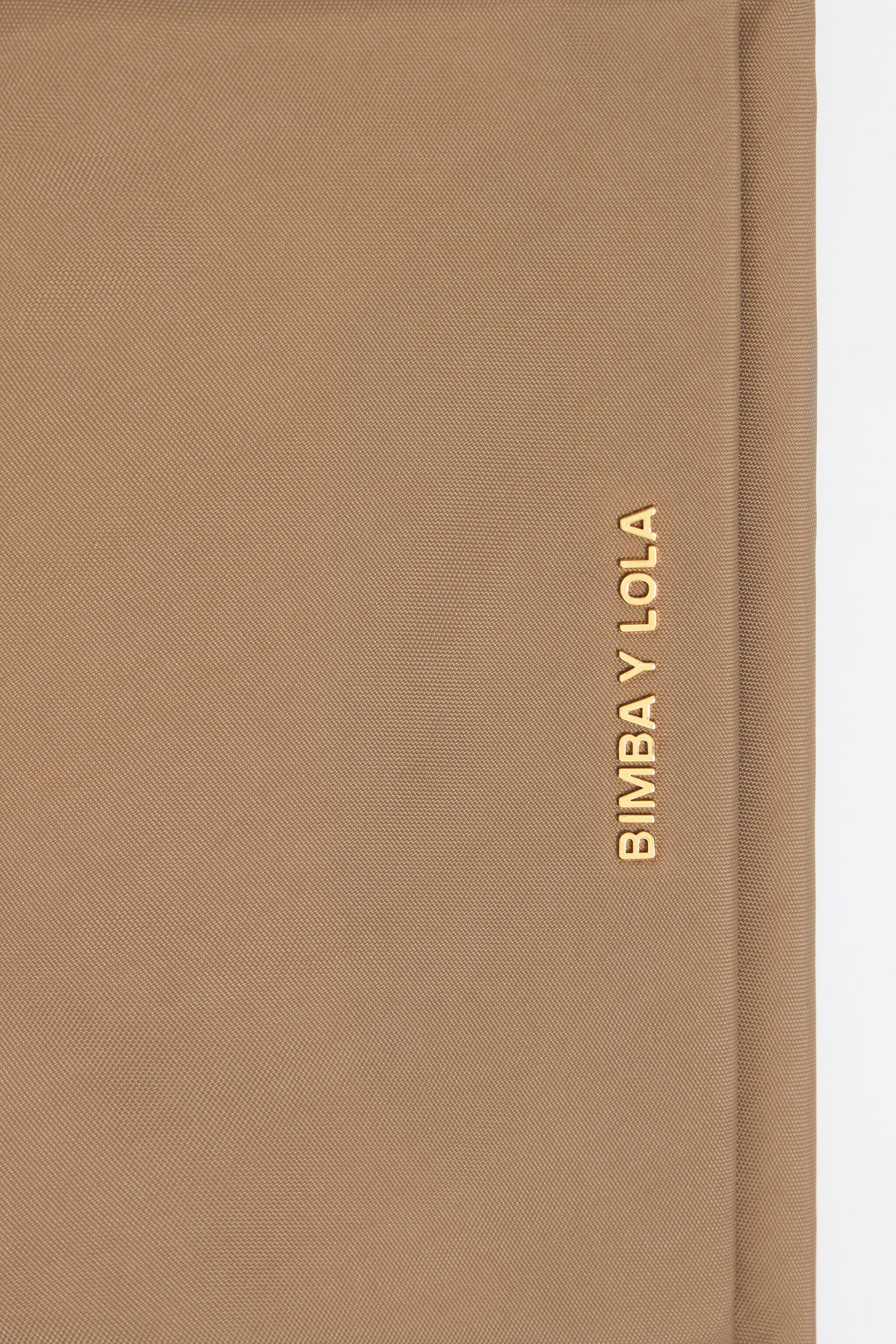 Bark brown nylon double purse
