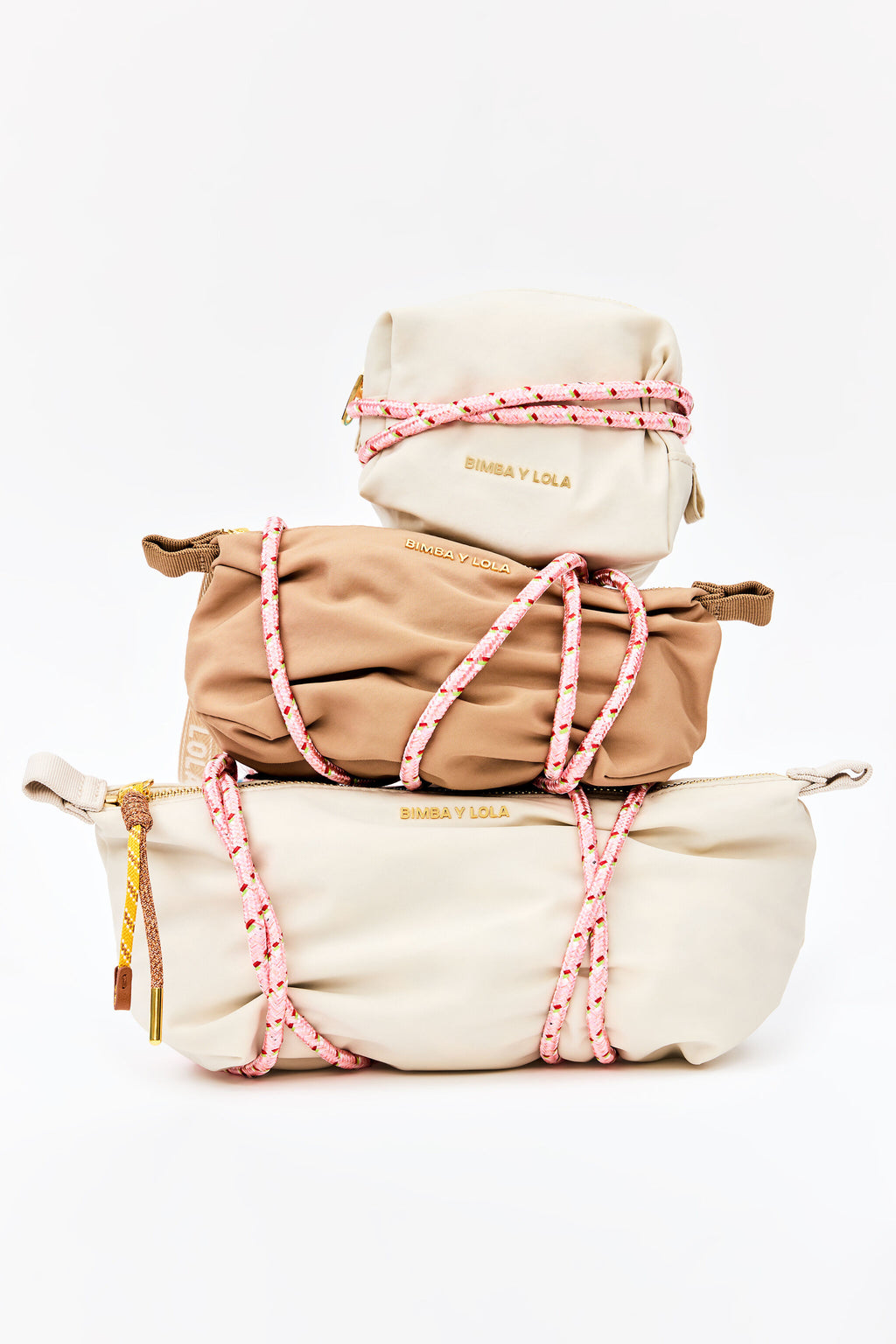 Medium stone white nylon trapezium make-up case