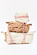 Medium stone white nylon trapezium make-up case