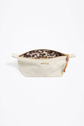 Medium stone white nylon trapezium make-up case