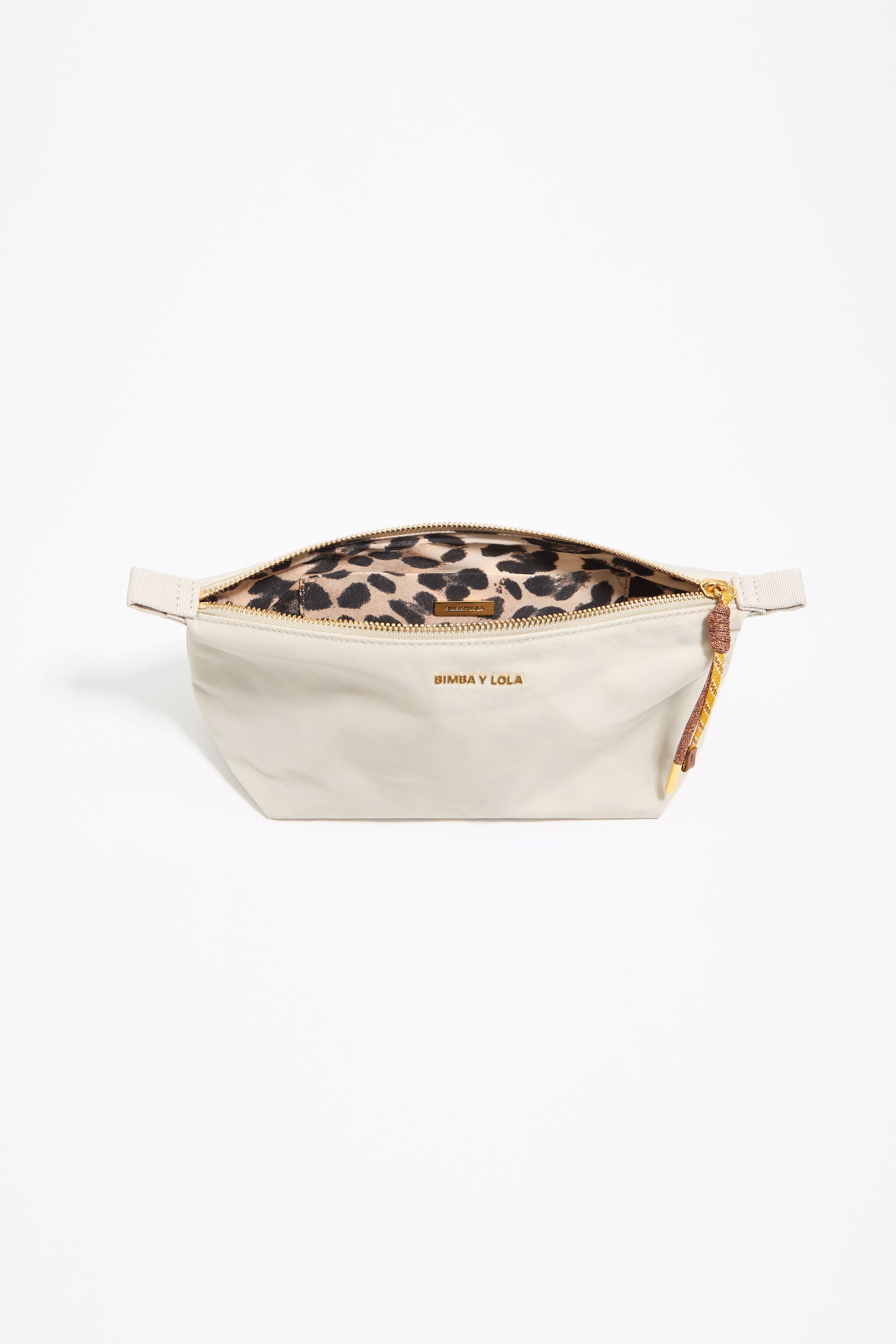 Medium stone white nylon trapezium make-up case