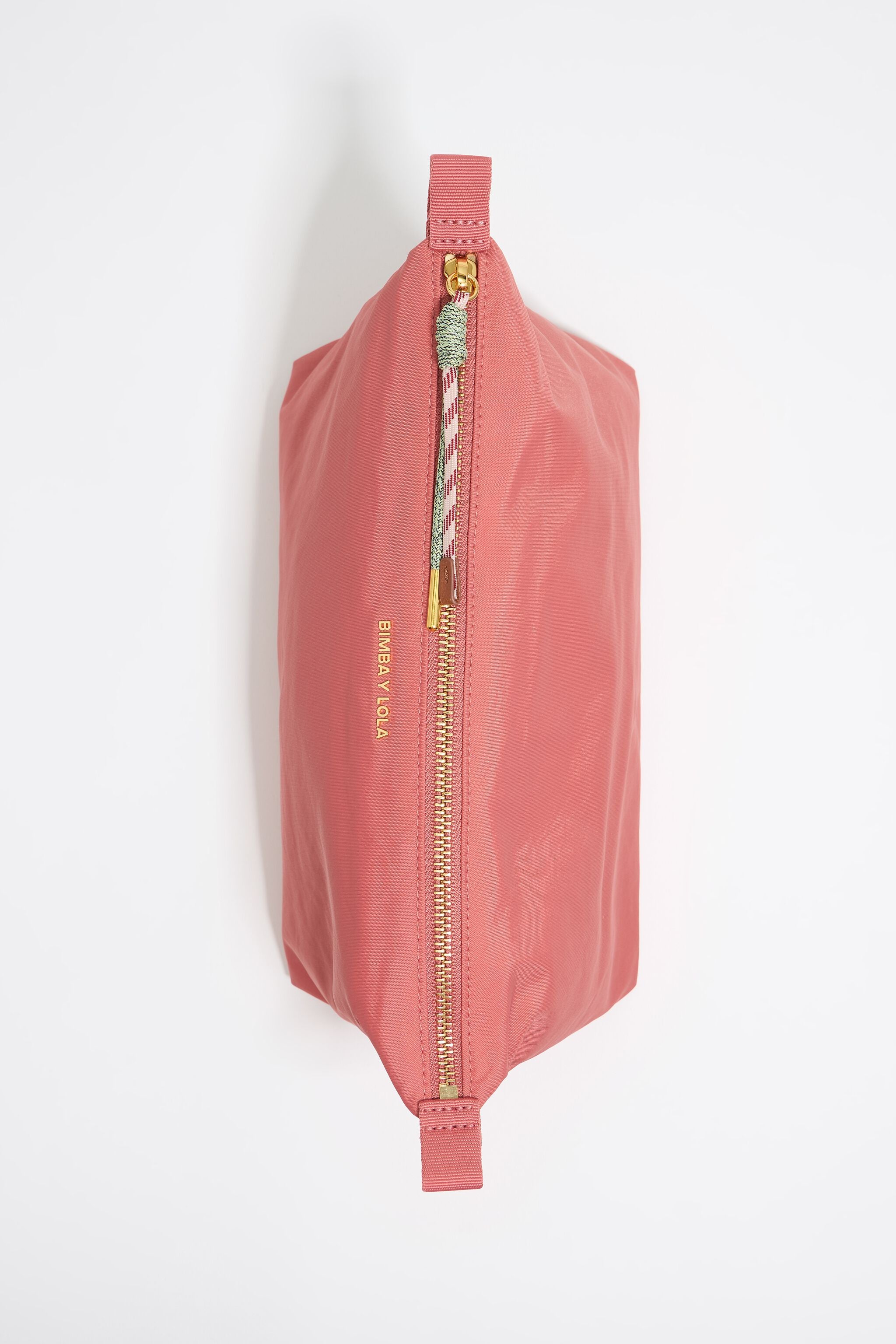 Large pink nylon trapezium make-up case