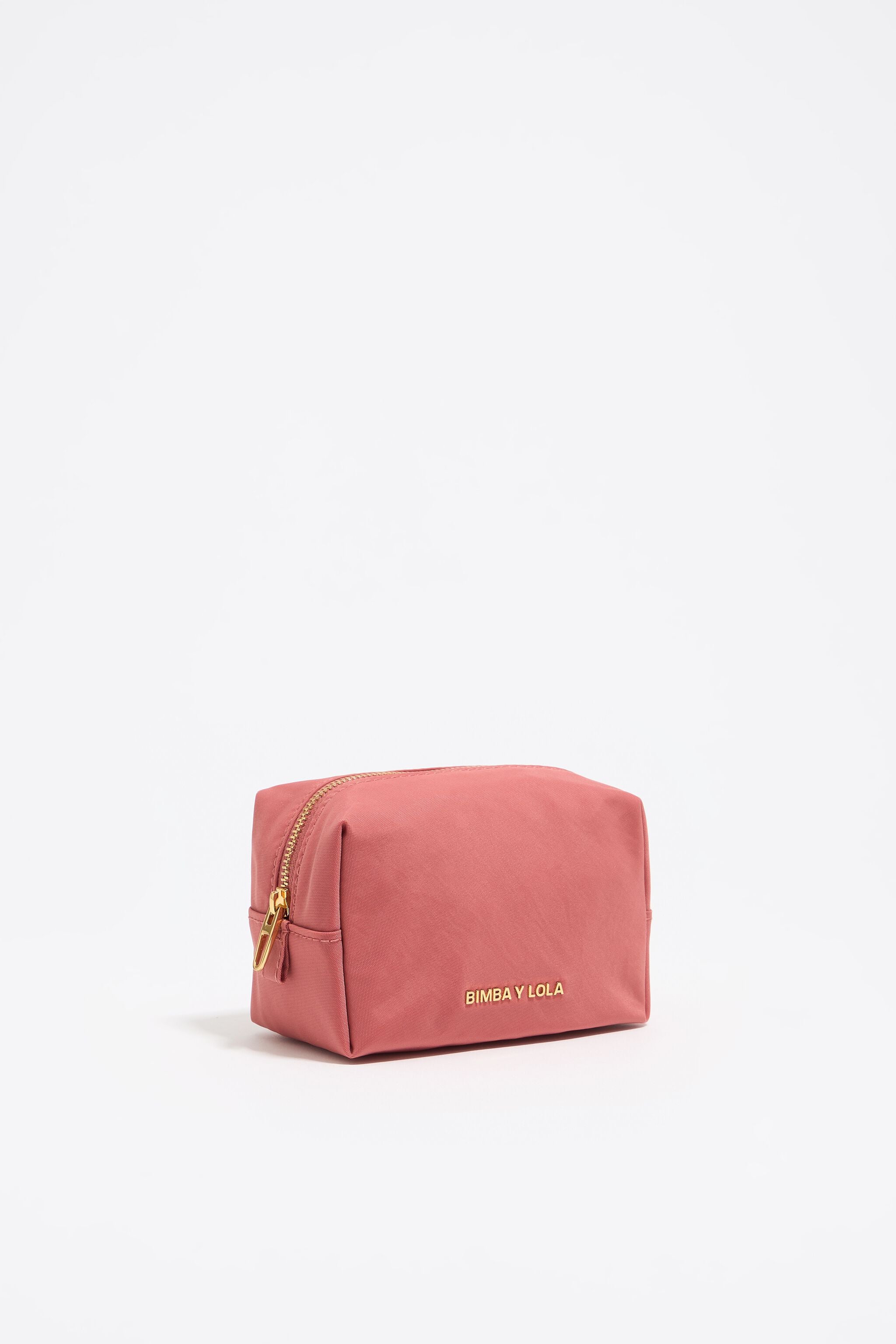 Small pink nylon make-up case