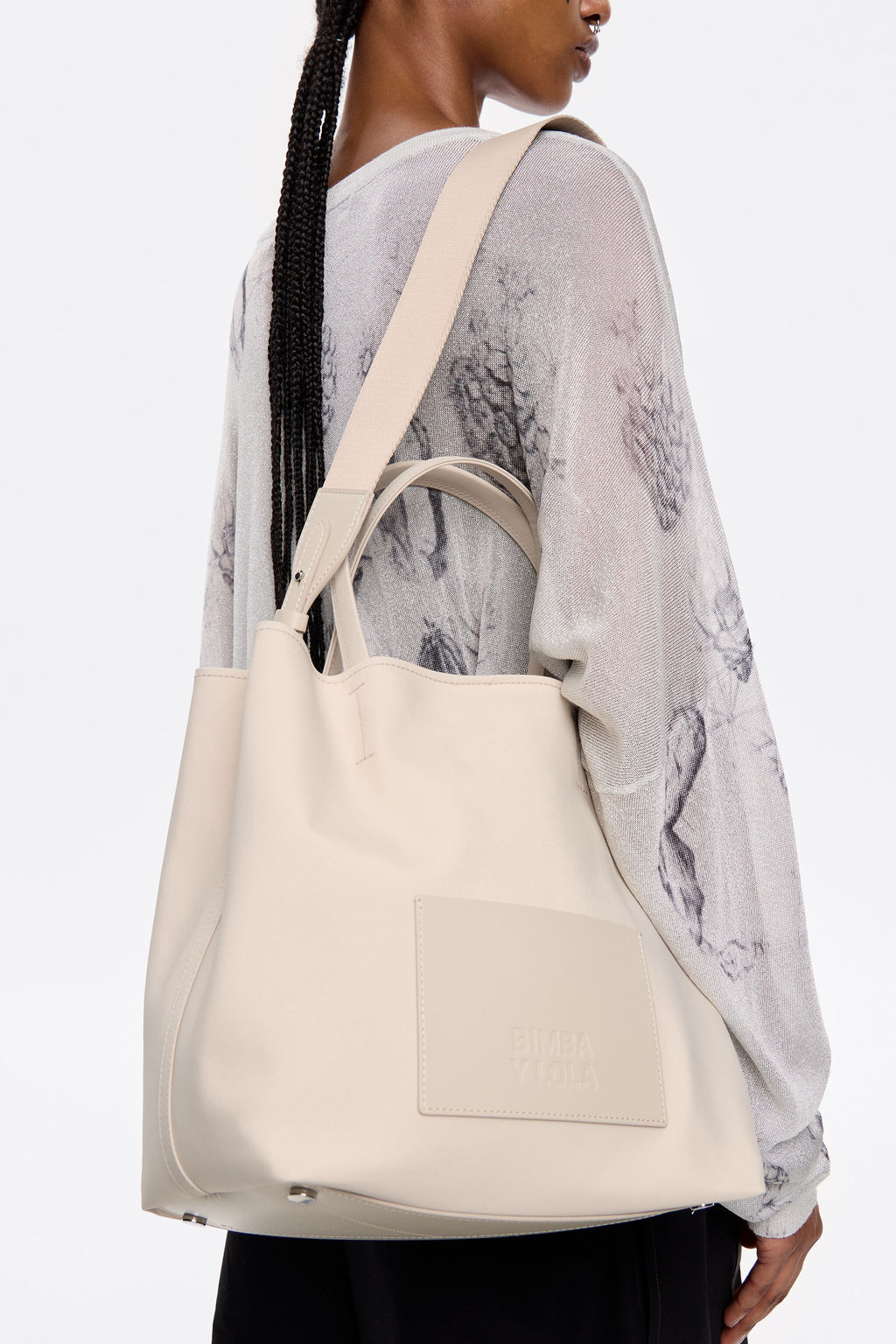 Large stone white nylon Chihuahua shopper bag