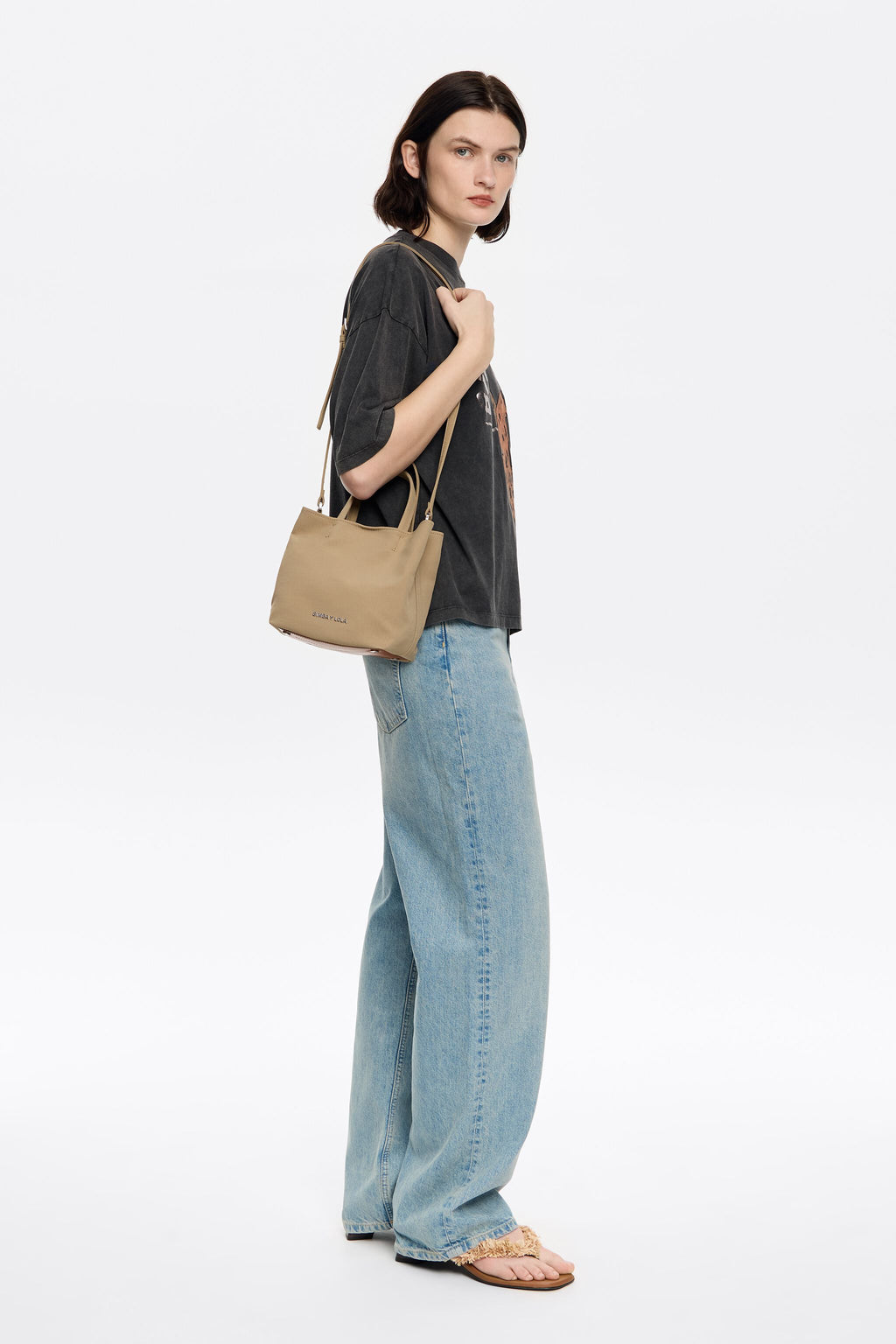 Small camel gabardine Chihuahua bag