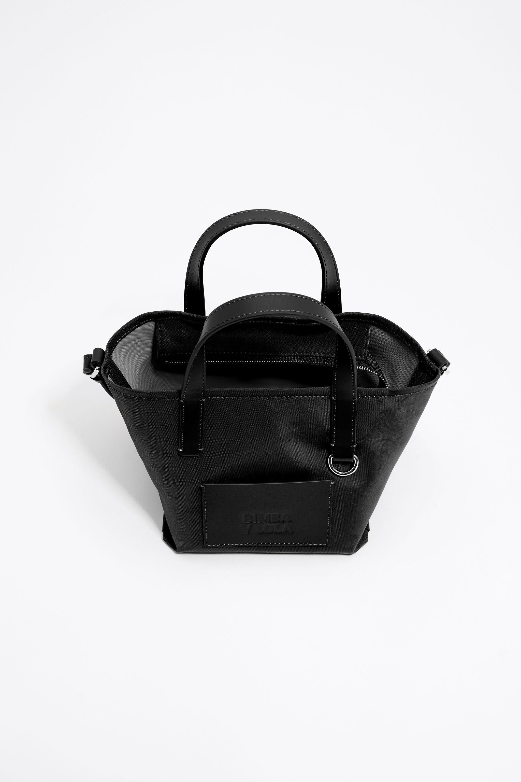 Mini black nylon shopper bag
