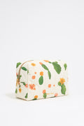 Large ivory Cactus nylon make-up case