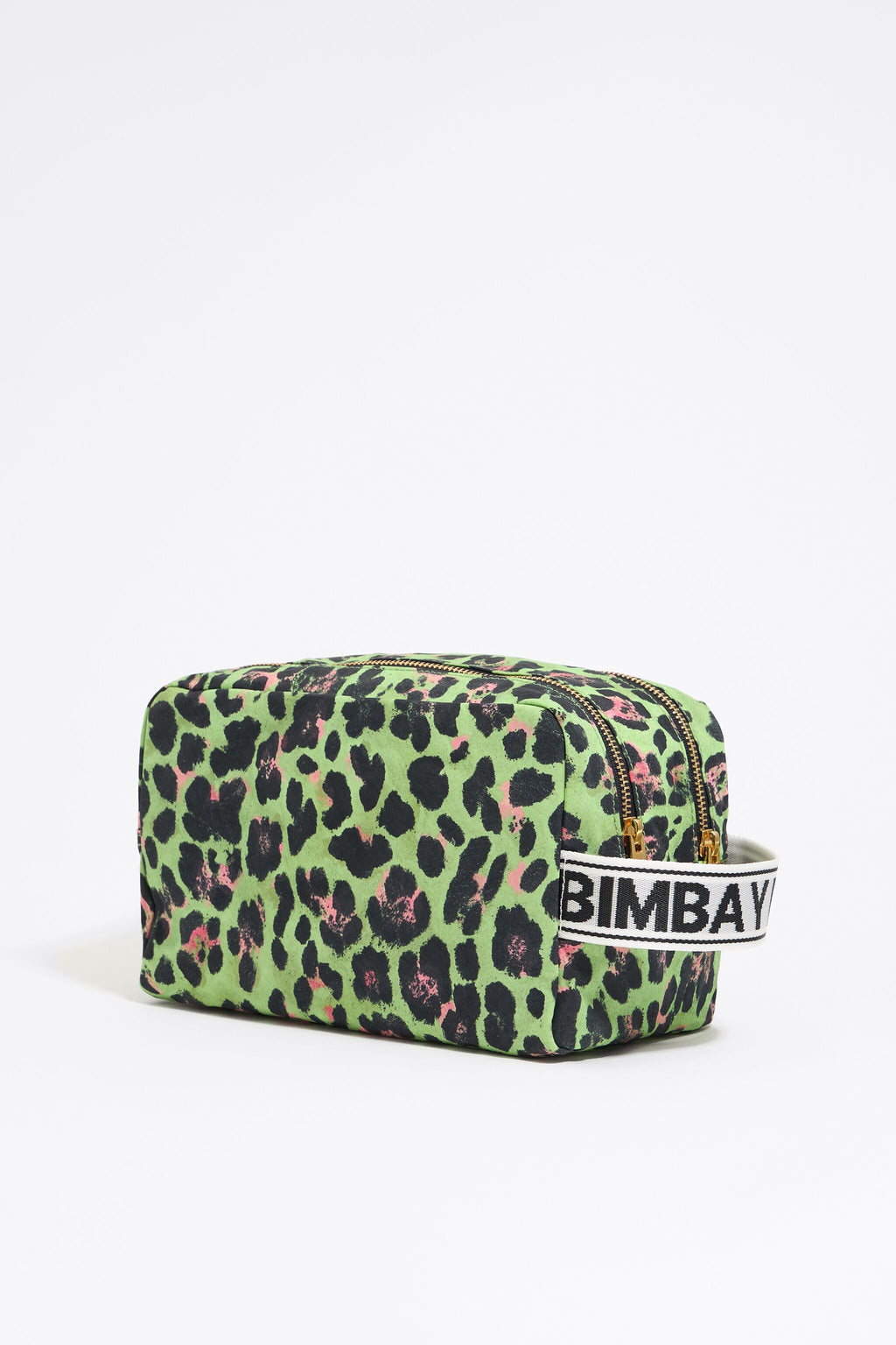 Large green Leopard nylon make-up case