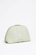 Large aquamarine nylon half-moon make-up case