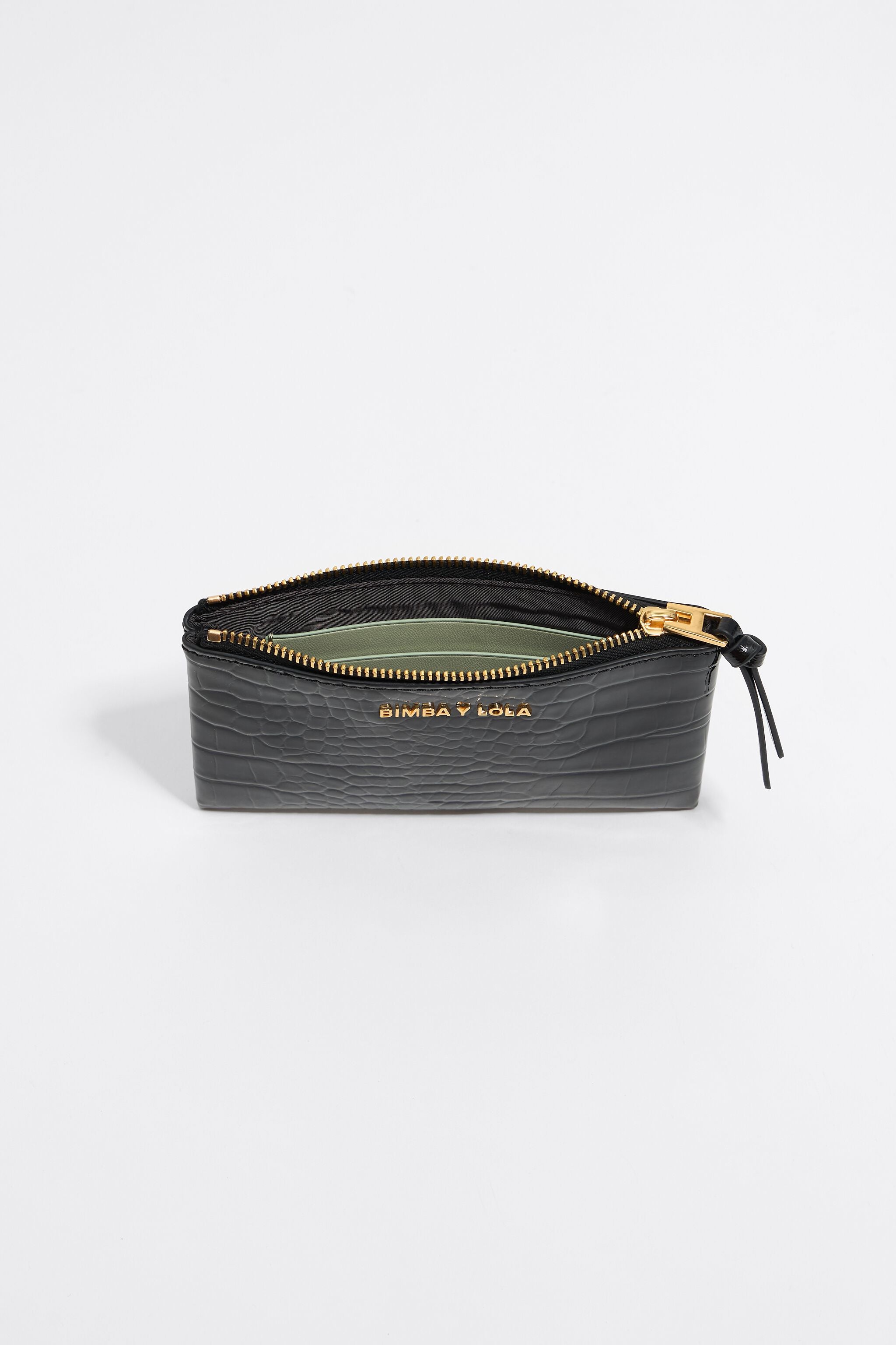 Black mock croc coin purse