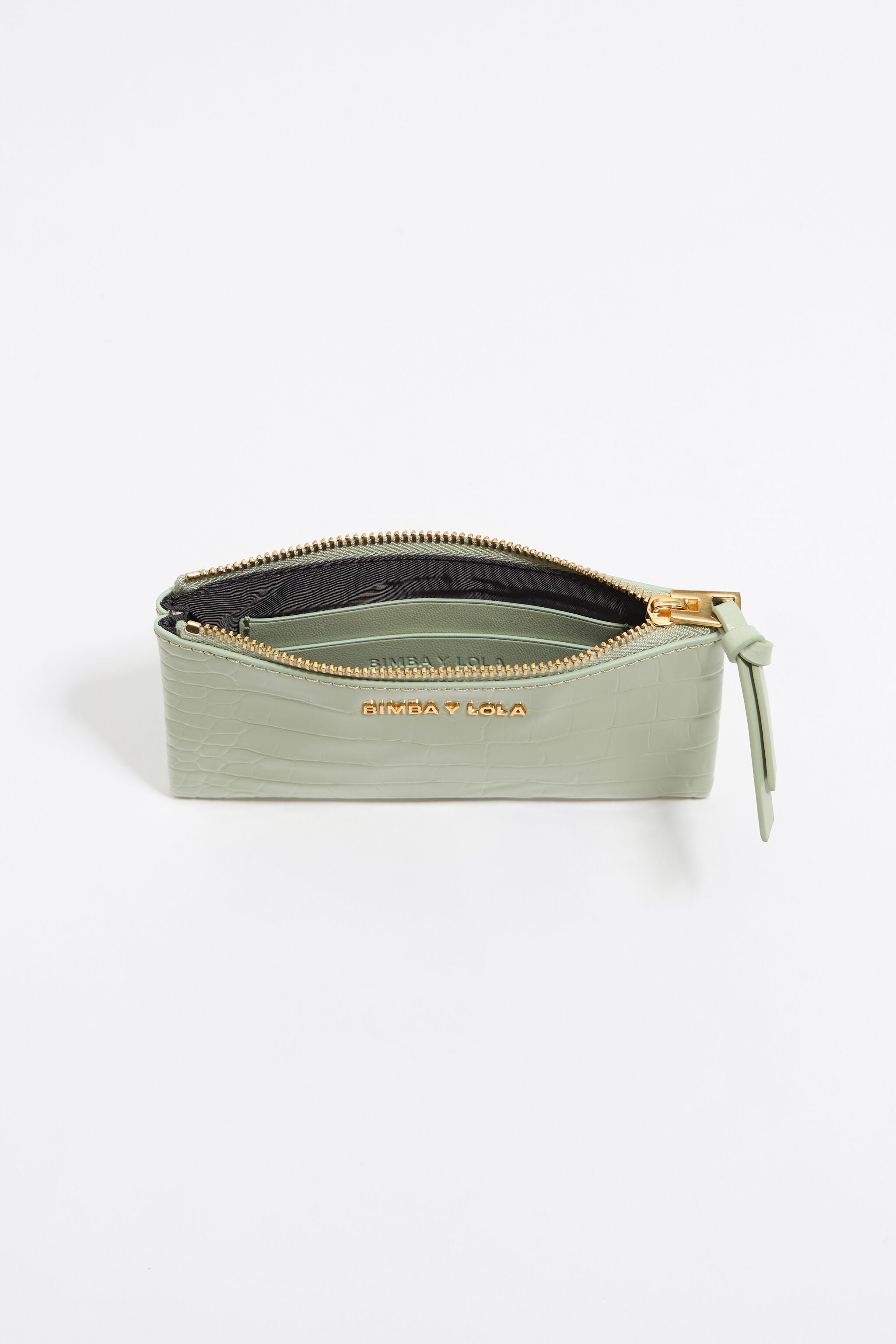 Pastel green mock croc coin purse