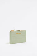 Pastel green mock croc coin purse
