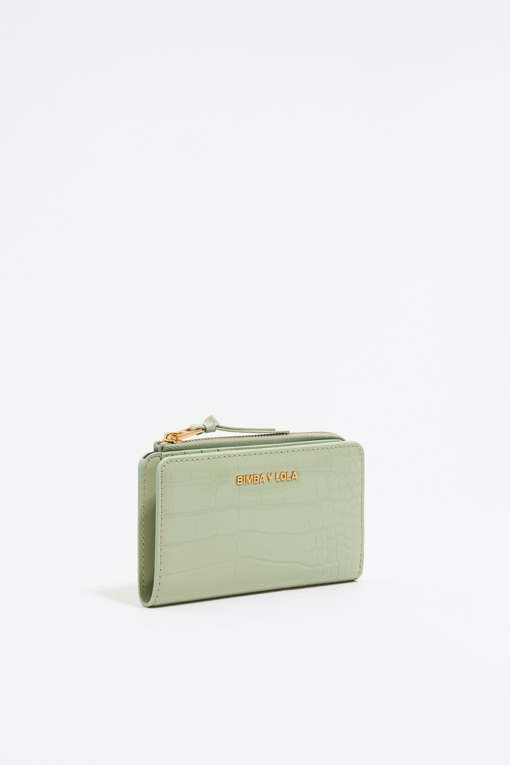 Pastel green mock croc purse