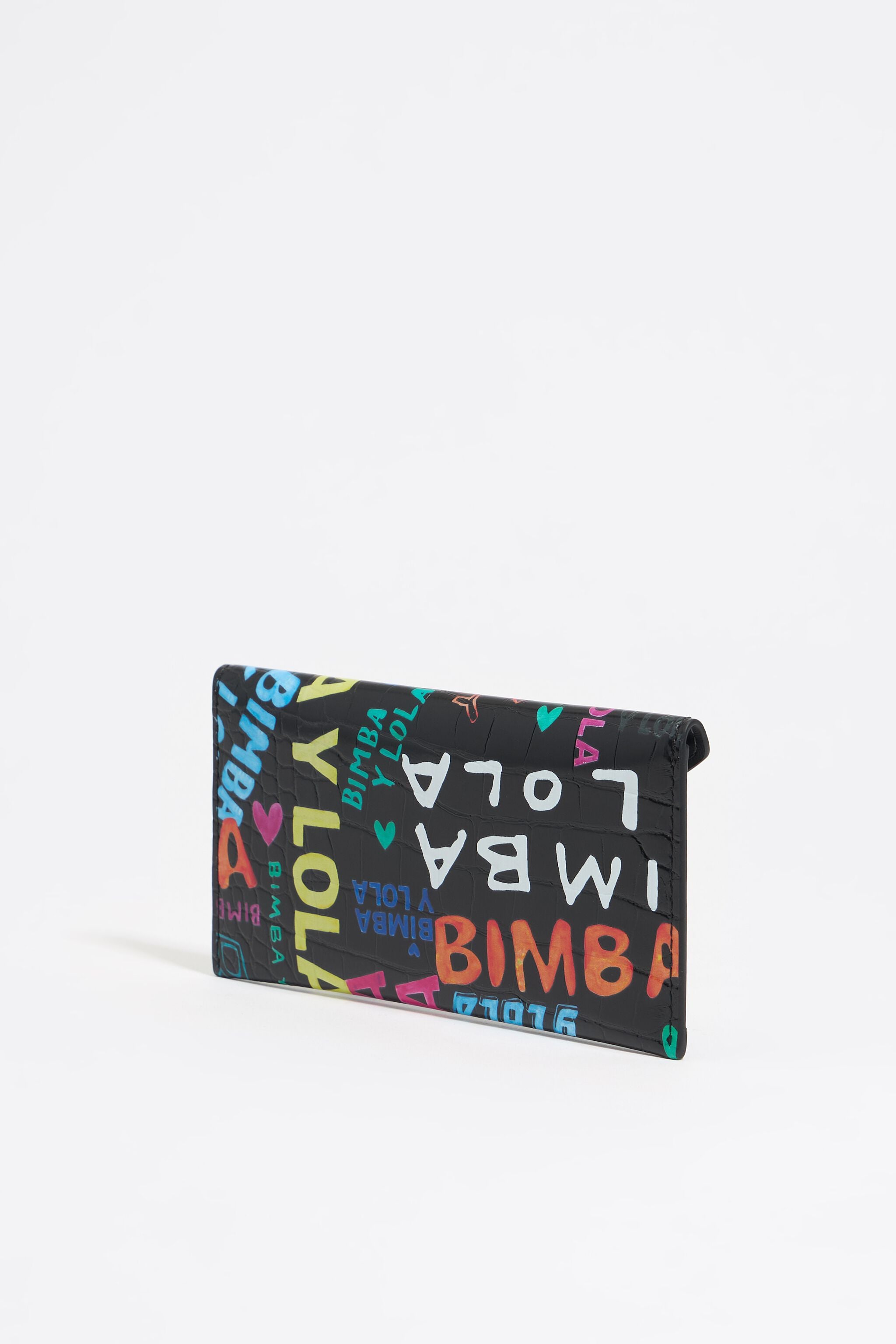Black mock croc BIMBA logos coin purse