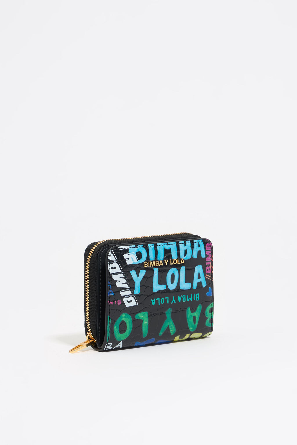 Black mock croc BIMBA logos card holder