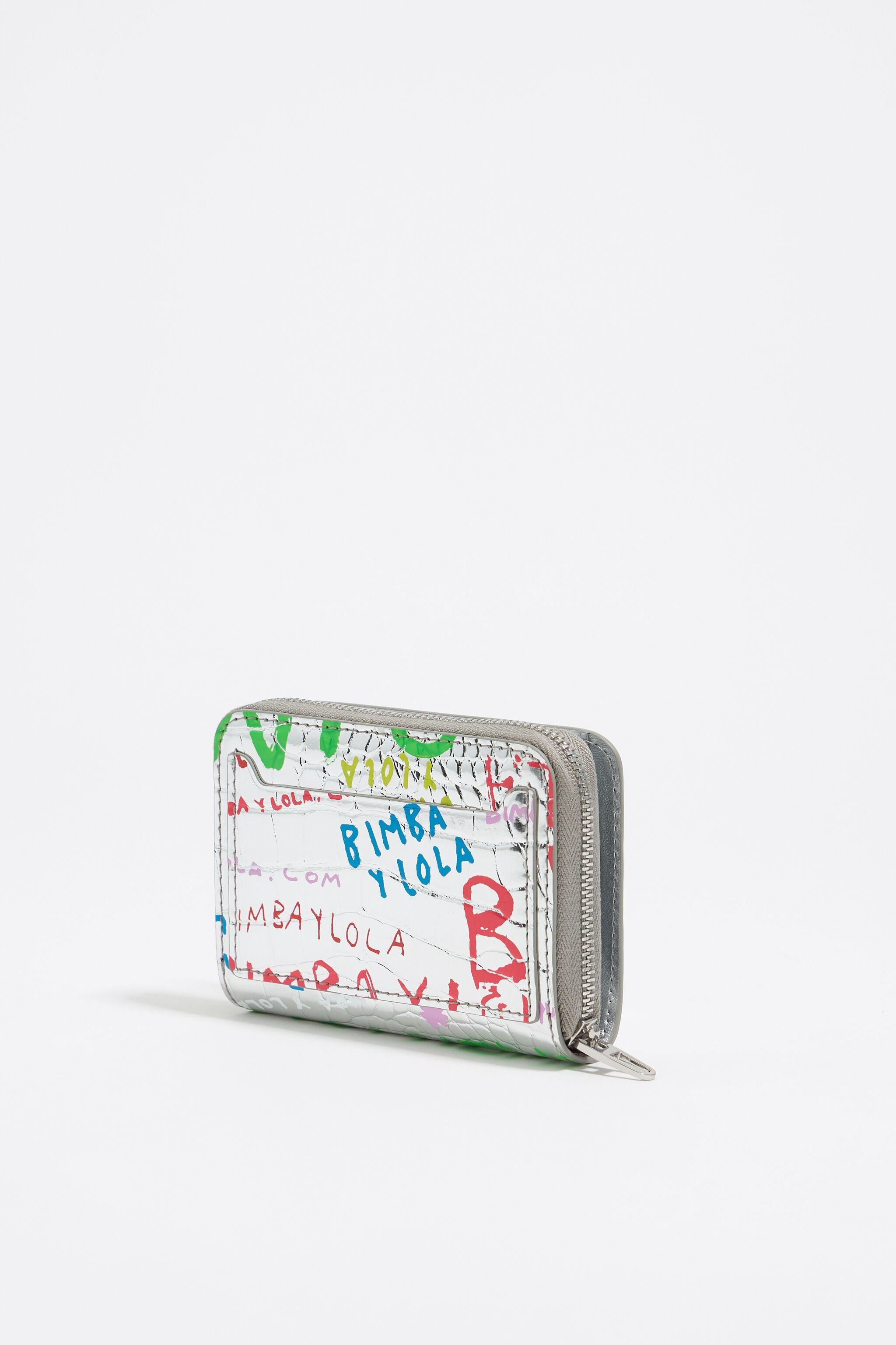 Silver mock croc BIMBAYLOLA.COM card holder