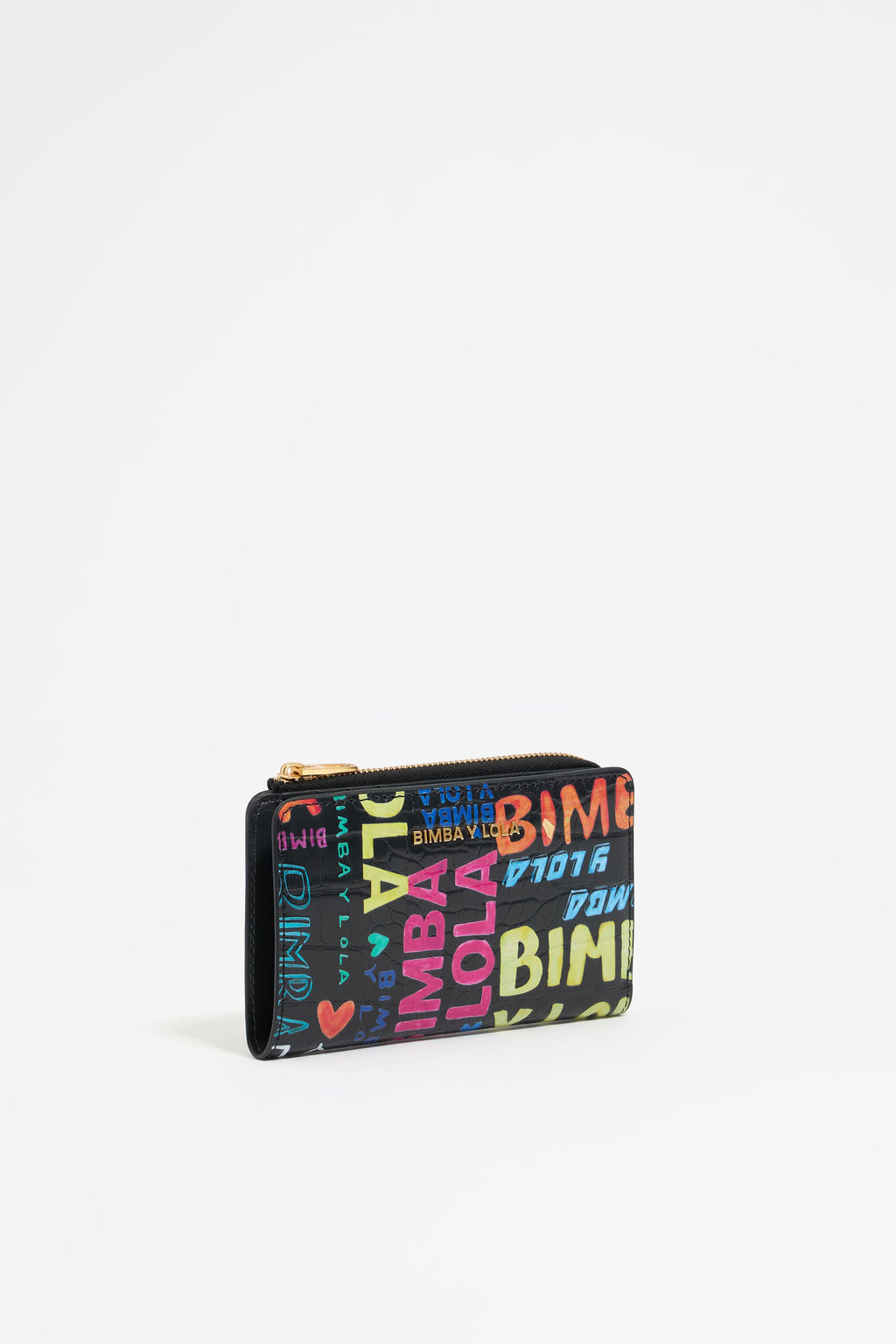 Black mock croc BIMBA logos purse