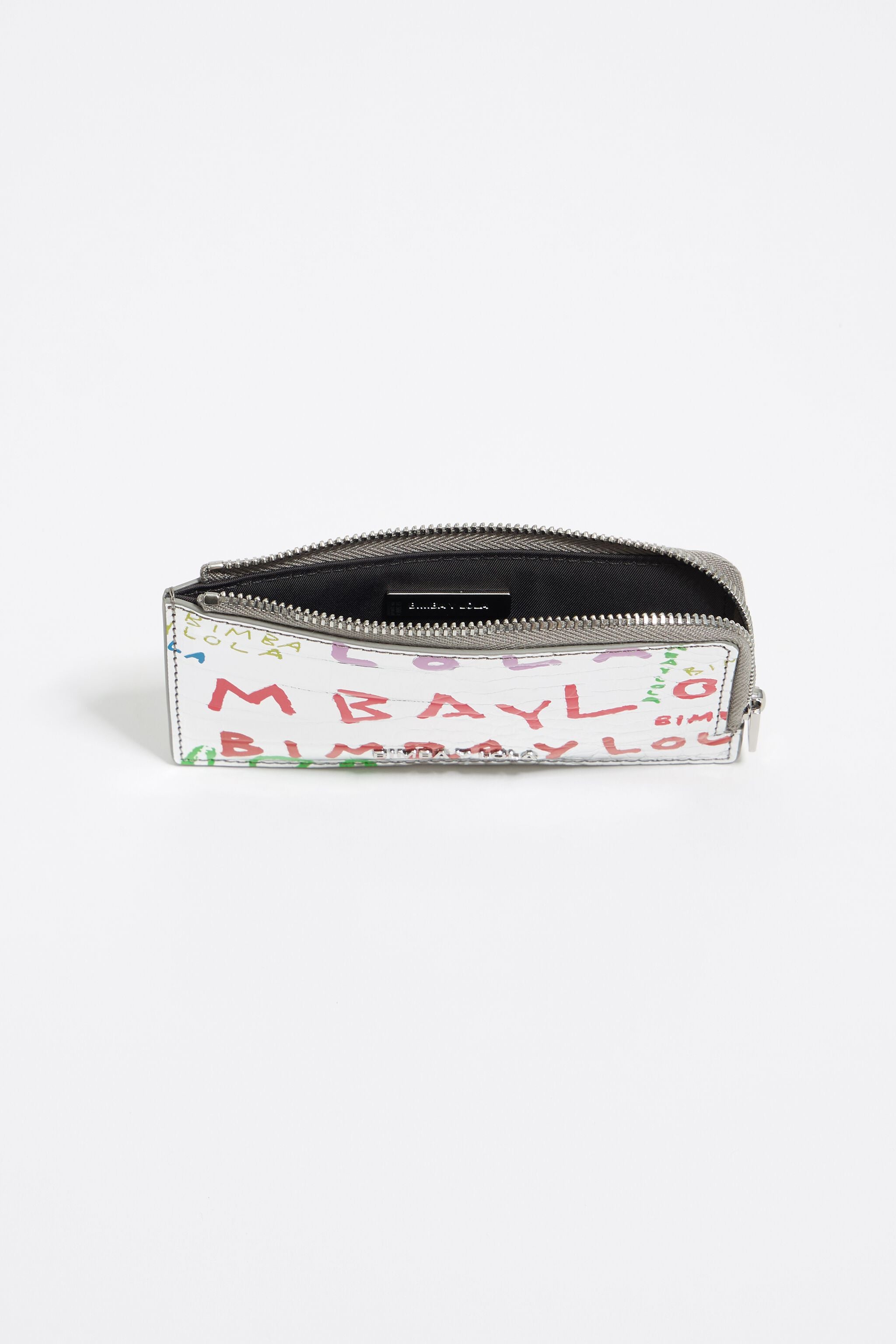 Silver mock croc BIMBAYLOLA.COM card holder/coin purse