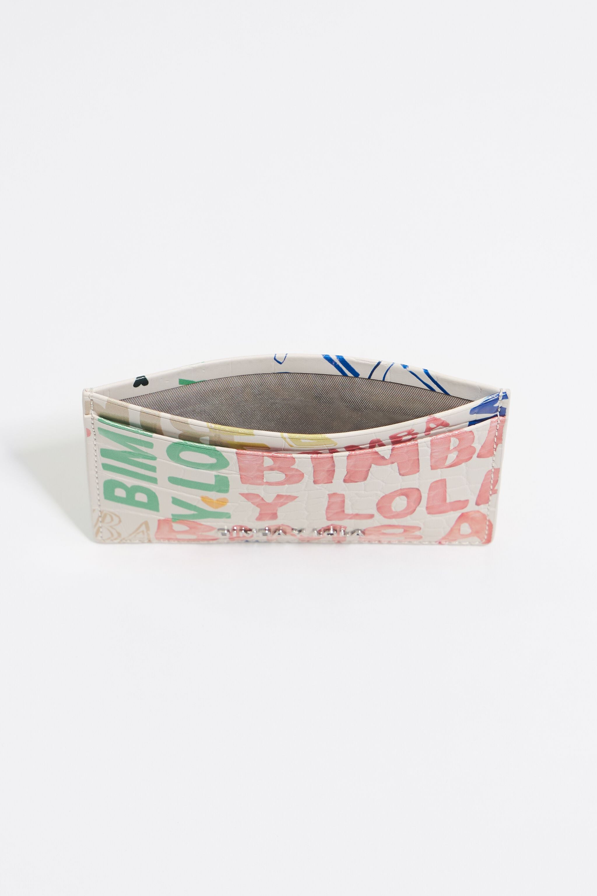 Ivory mock croc BIMBA logos card holder
