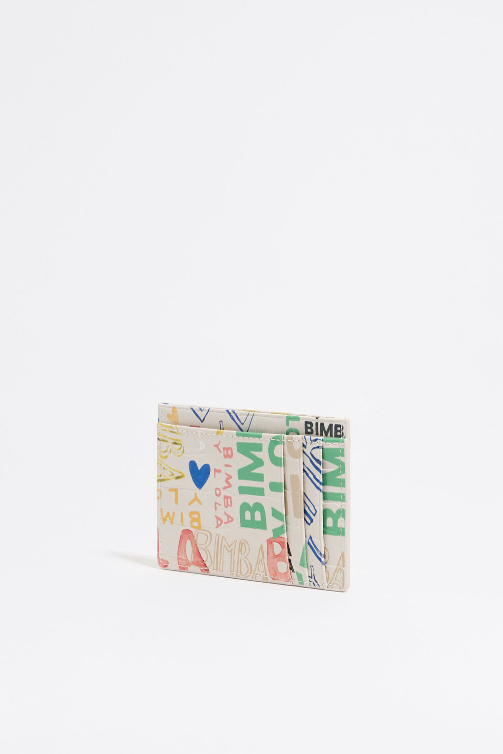 Ivory mock croc BIMBA logos card holder