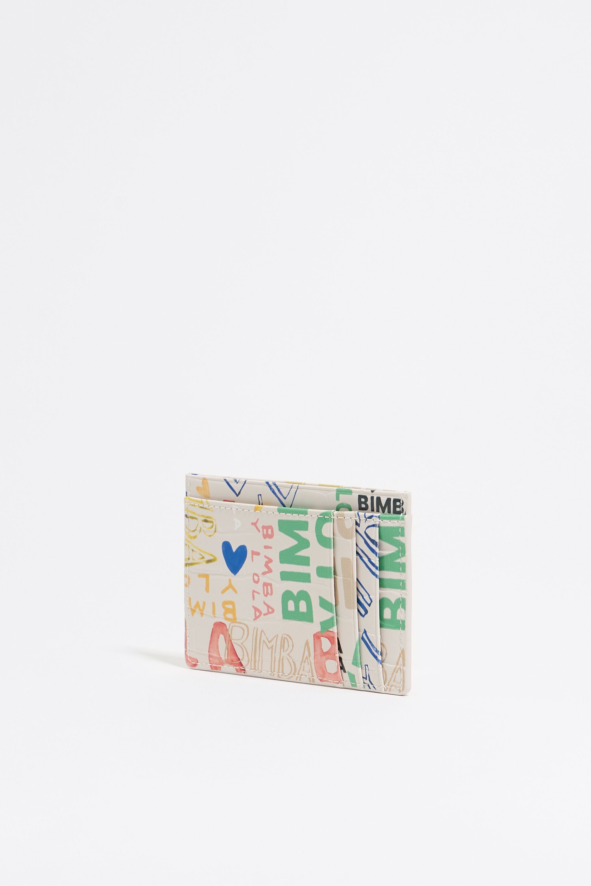 Ivory mock croc BIMBA logos card holder