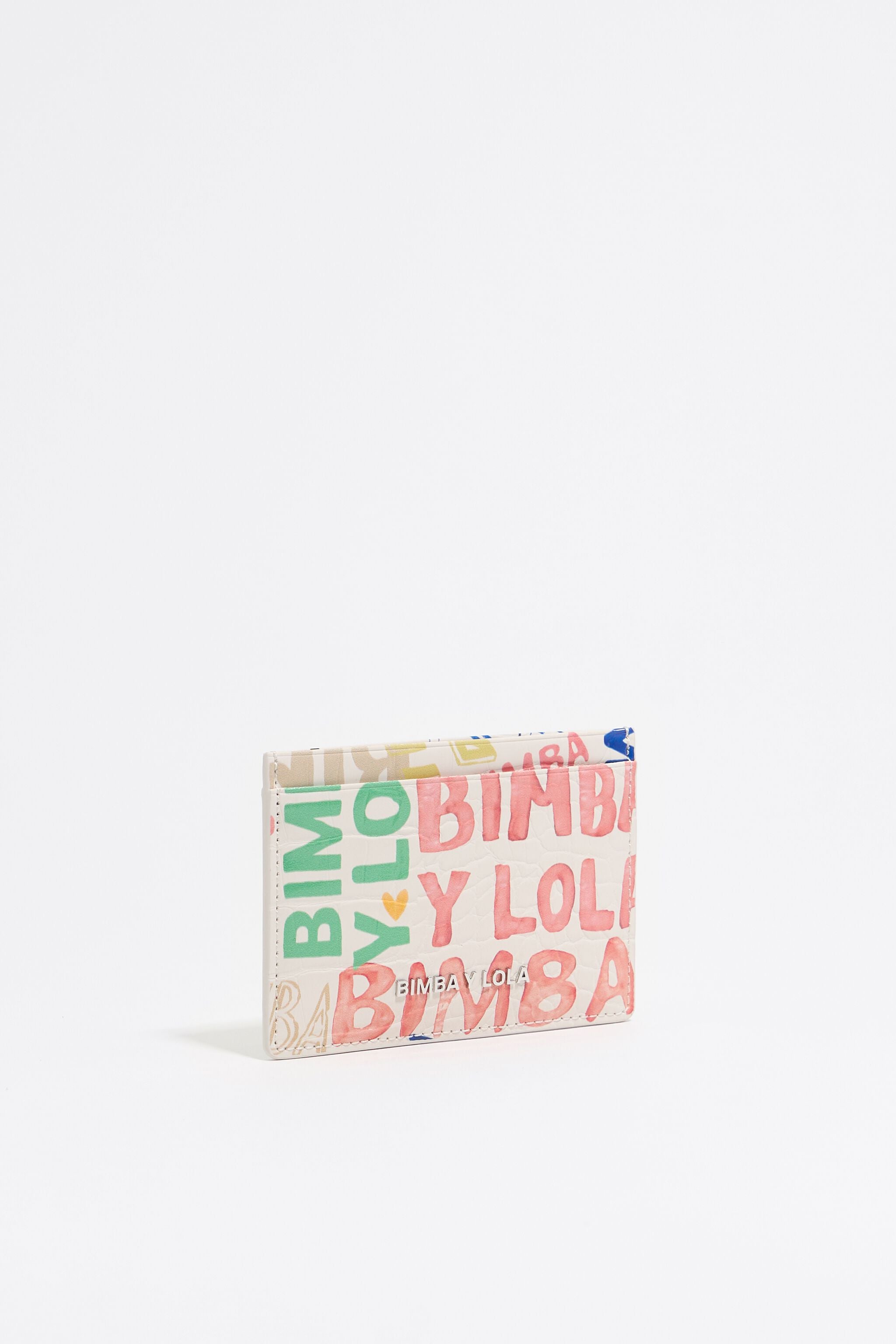 Ivory mock croc BIMBA logos card holder