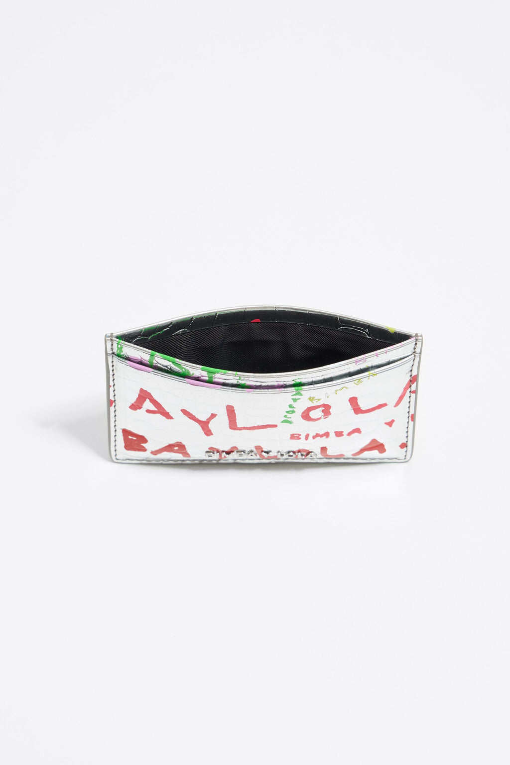 Silver mock croc BIMBAYLOLA.COM card holder