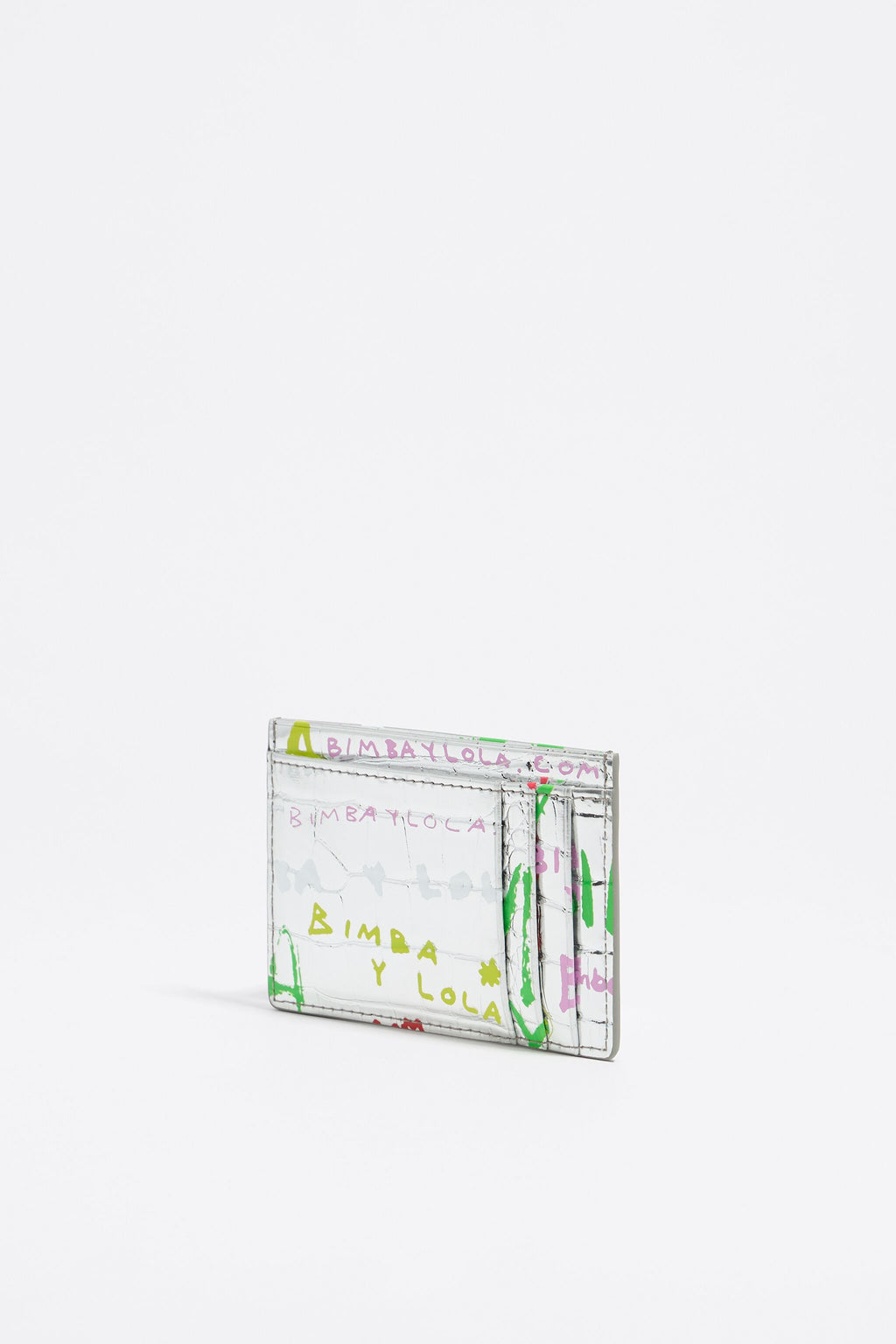 Silver mock croc BIMBAYLOLA.COM card holder