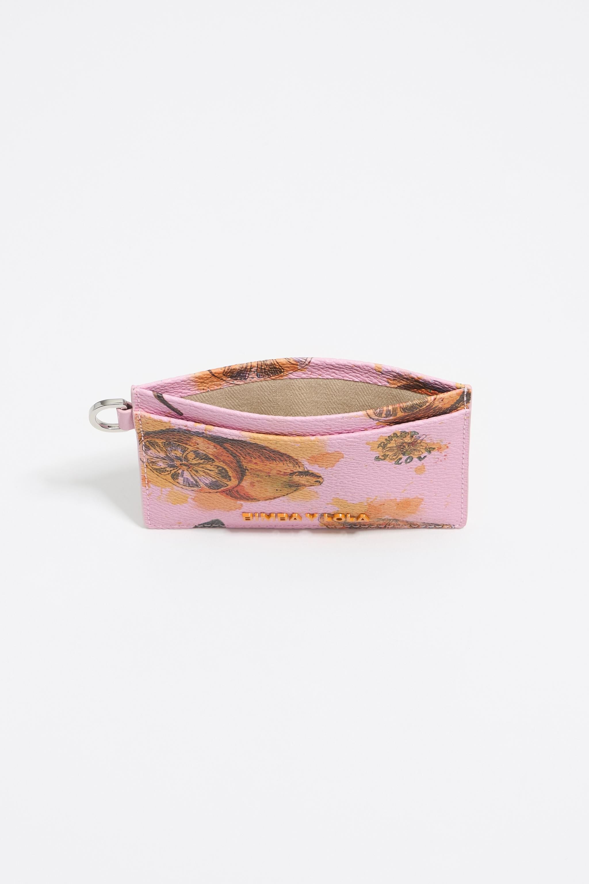 Pink Lemons pebbled card holder