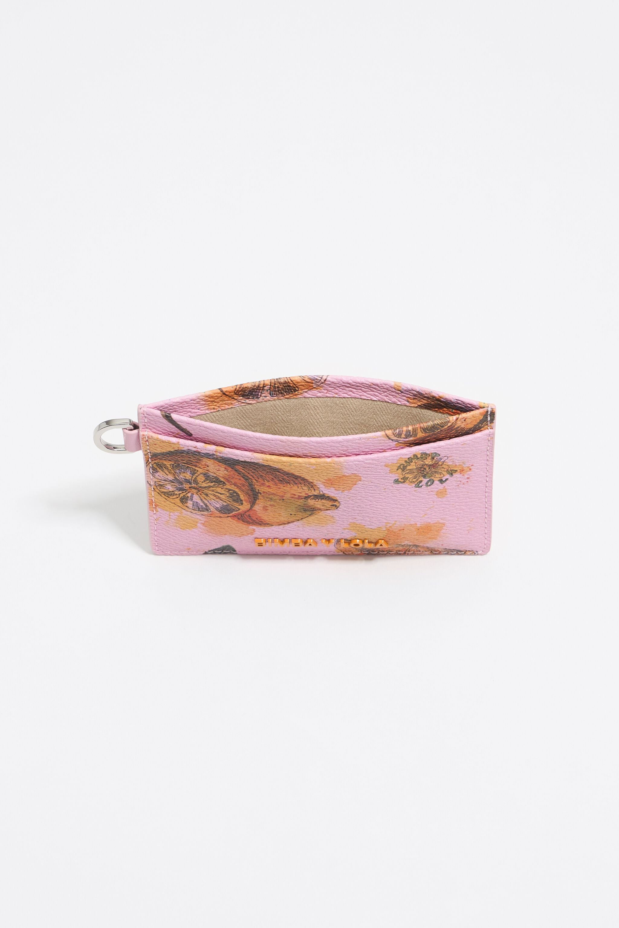 Pink Lemons pebbled card holder