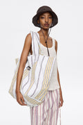 Lime linen maxi shopper bag