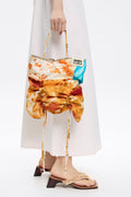 Orange patchwork silk handbag