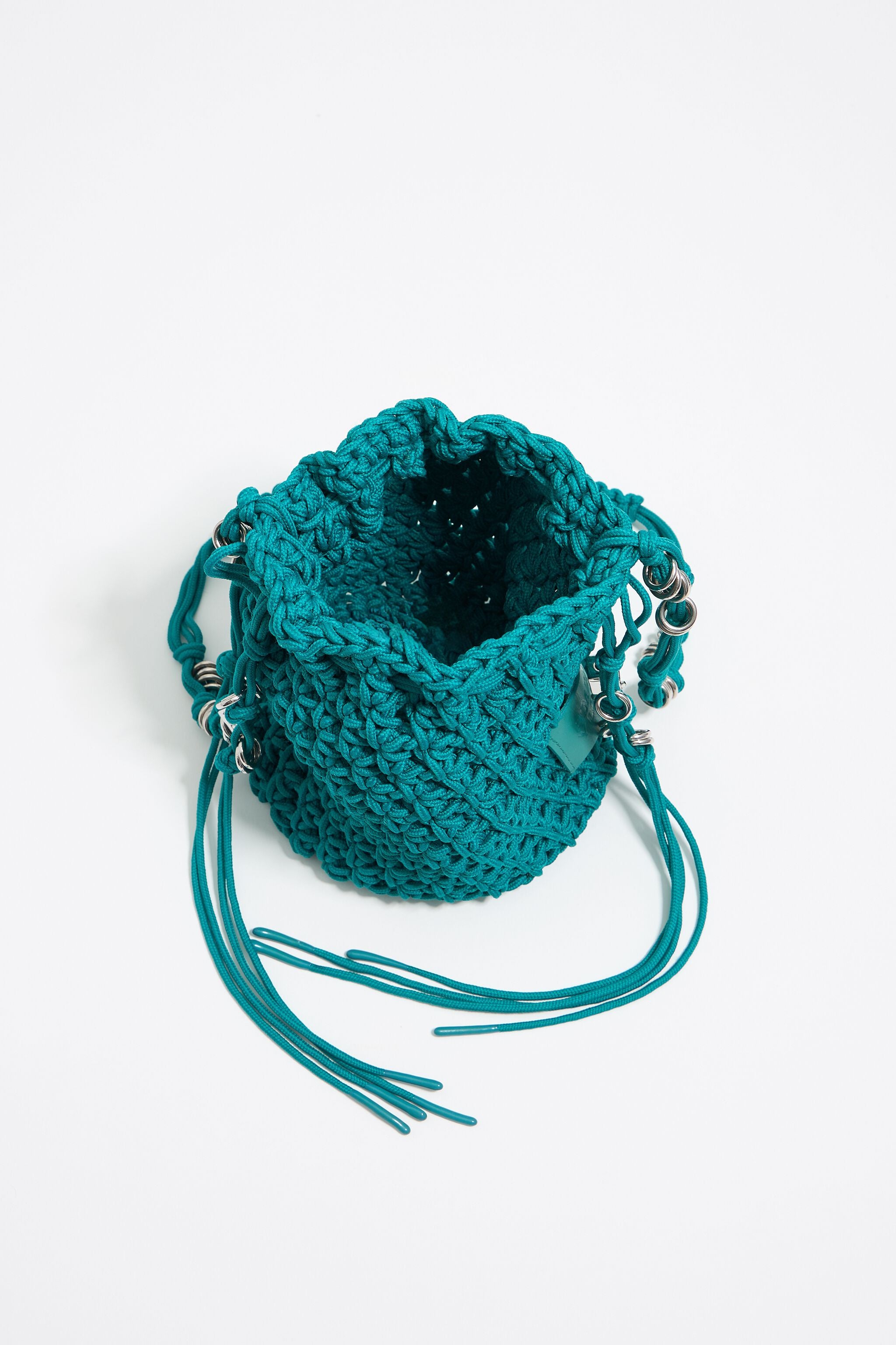 Turquoise plaited shoulder bag