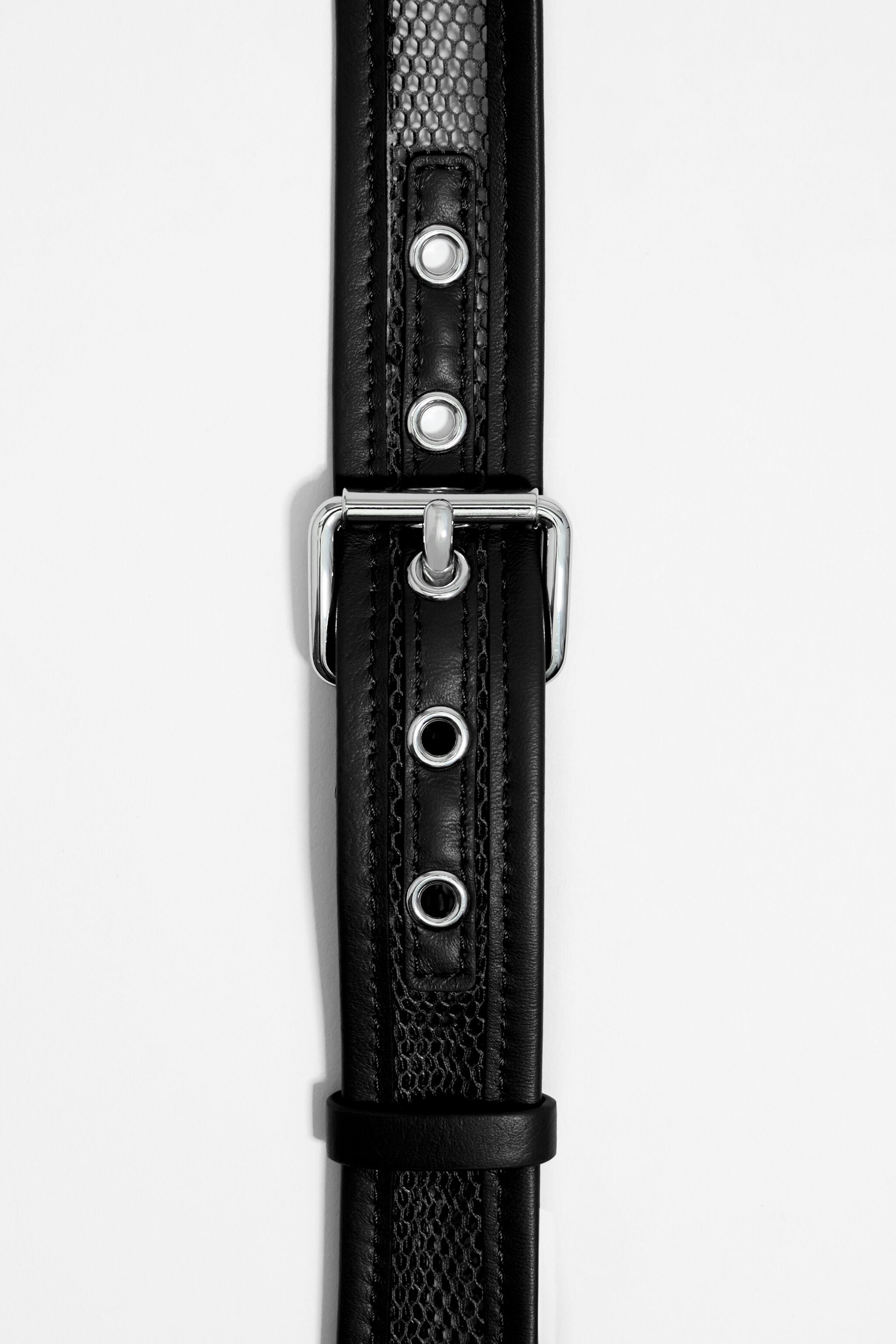 Black mesh crossbody mini bag