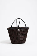 Dark brown plaited leather handbag