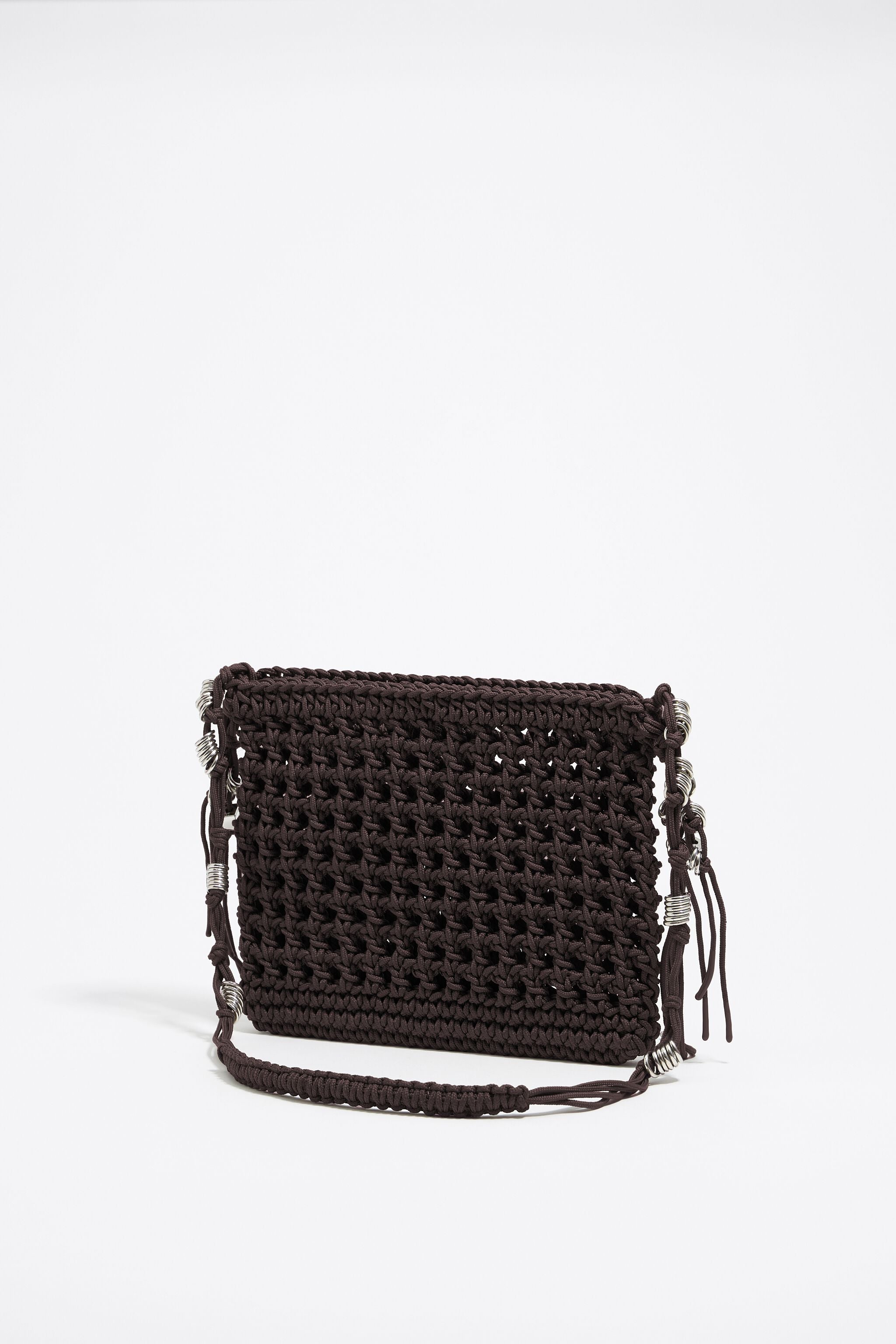 Brown plaited crossbody bag