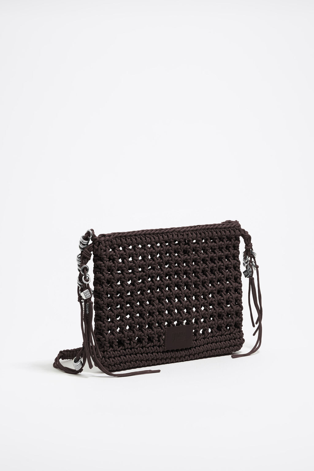 Brown plaited crossbody bag