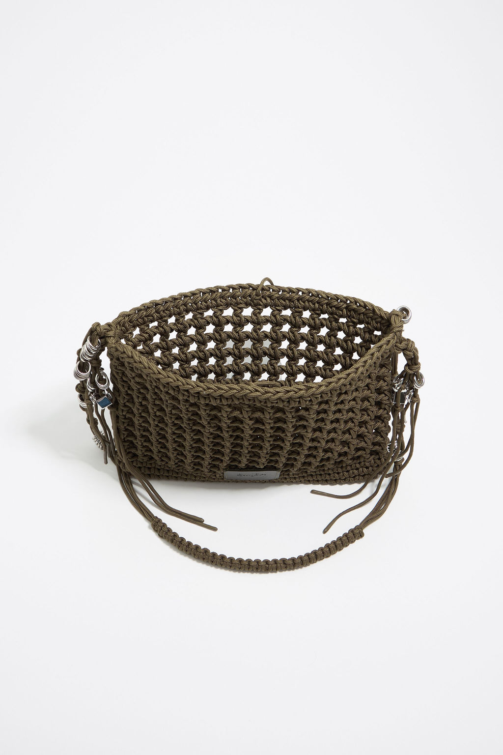 Khaki plaited crossbody bag
