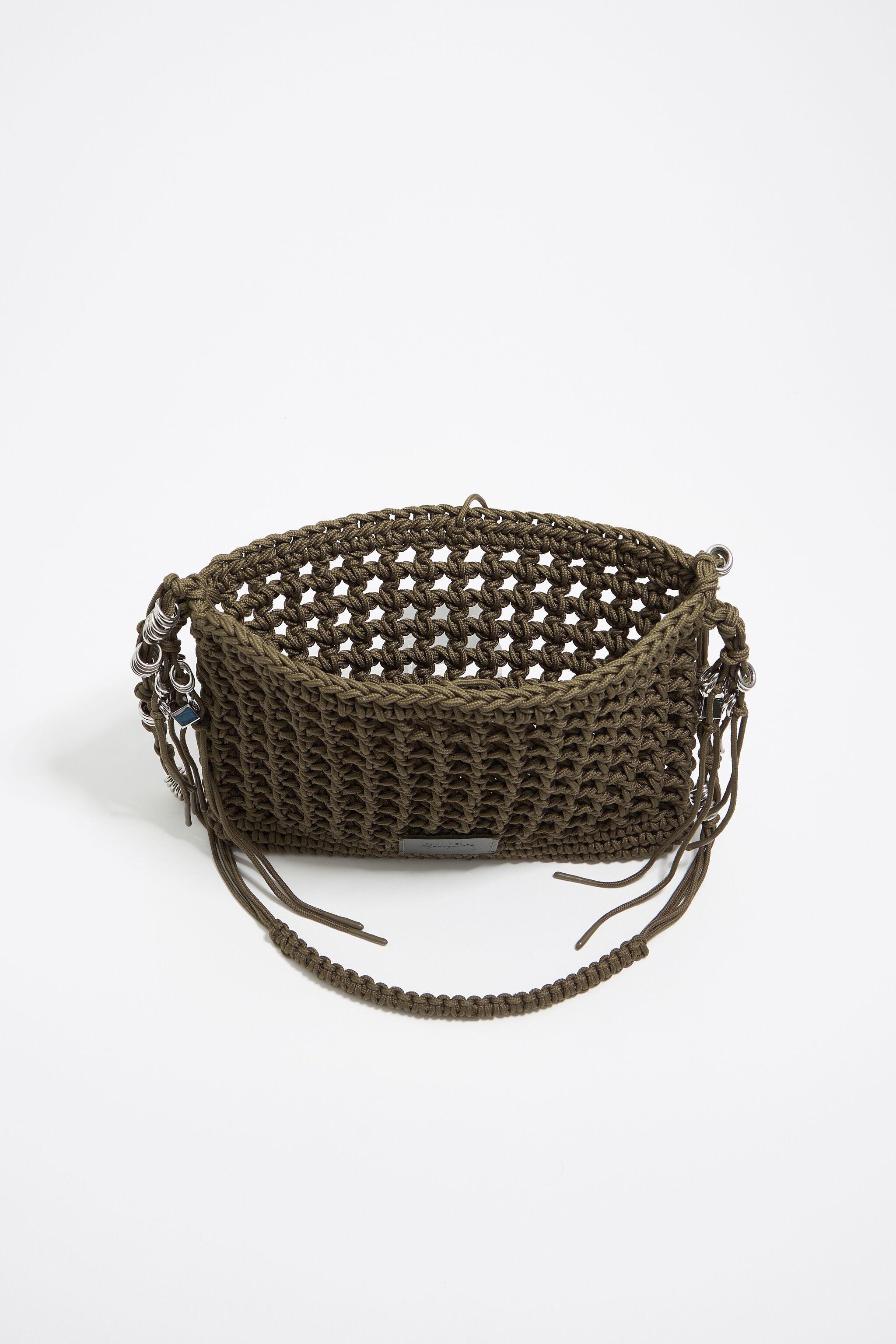 Khaki plaited crossbody bag