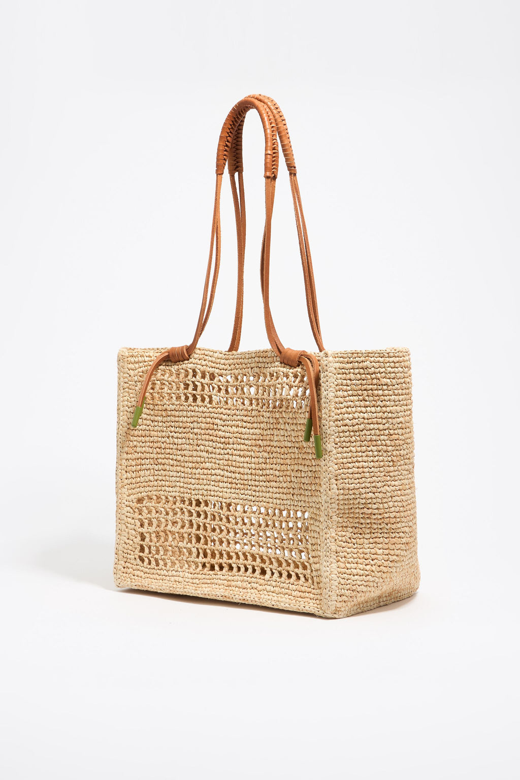 Large natural raffia shopper bag