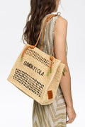 Large natural raffia shopper bag