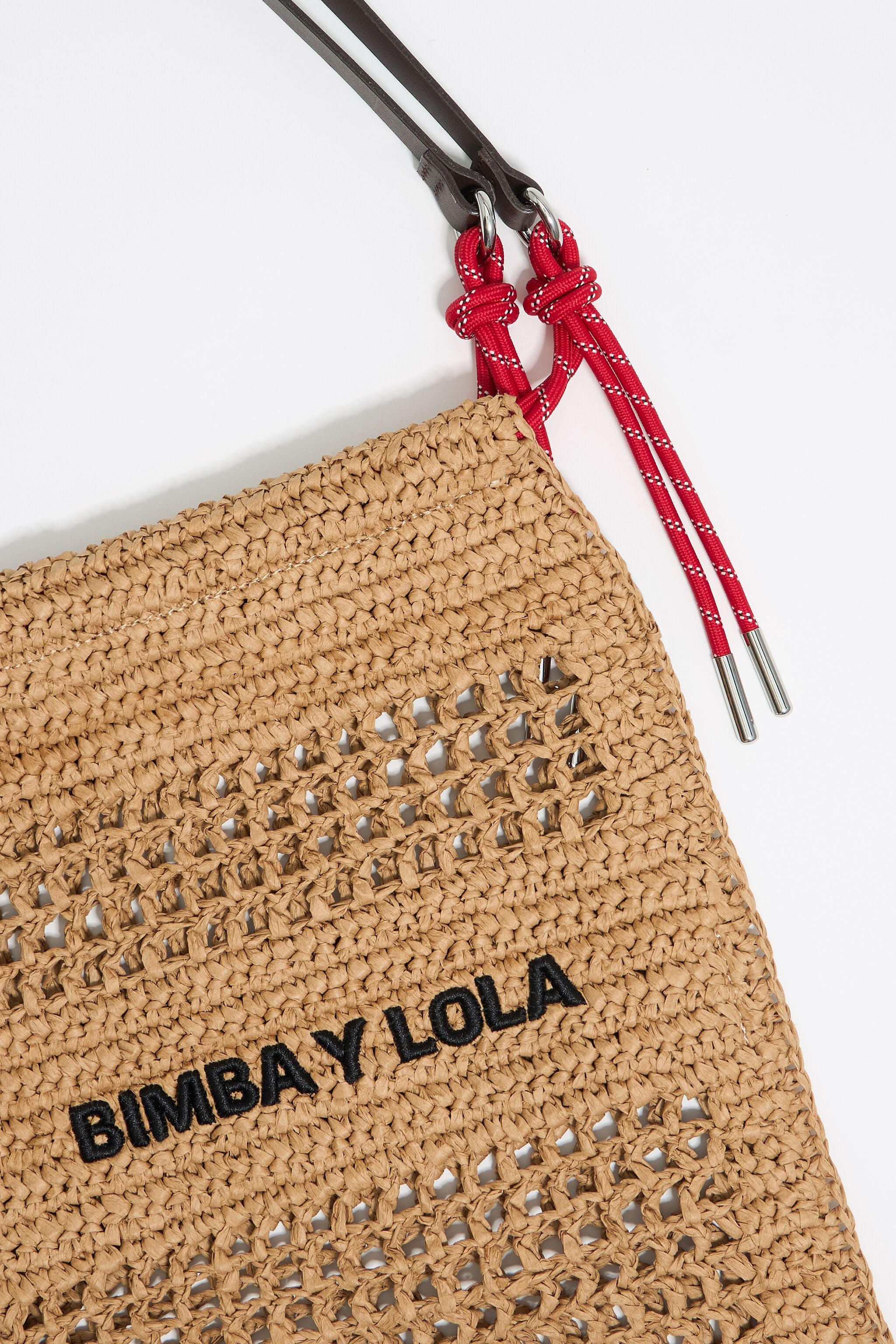 Natural plaited tote bag