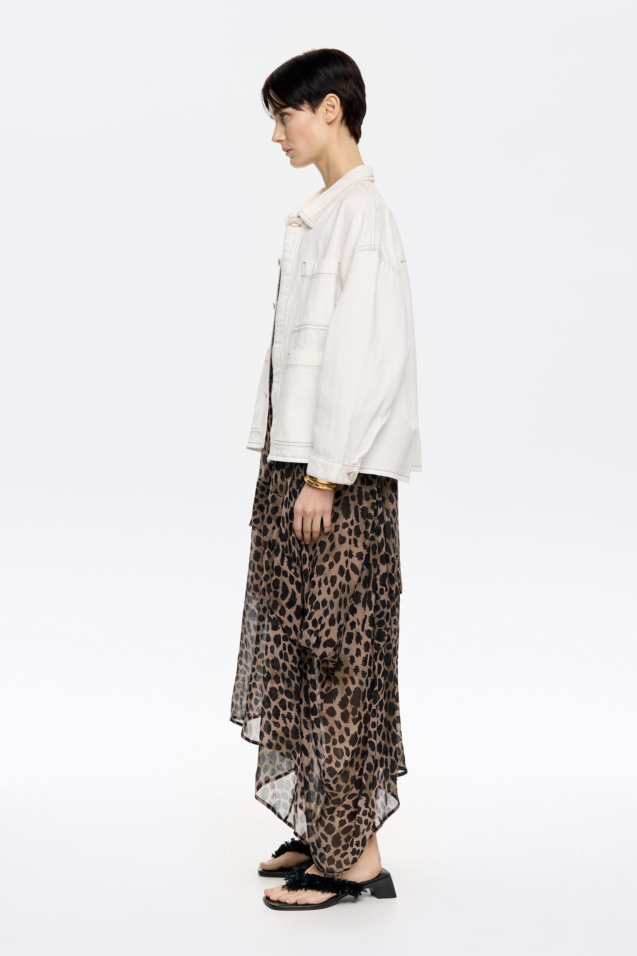 White straight denim jacket