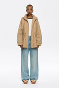 Short camel A-line trench