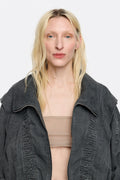 Black oversize ruched jacket