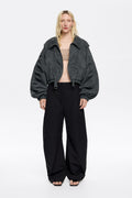 Black oversize ruched jacket