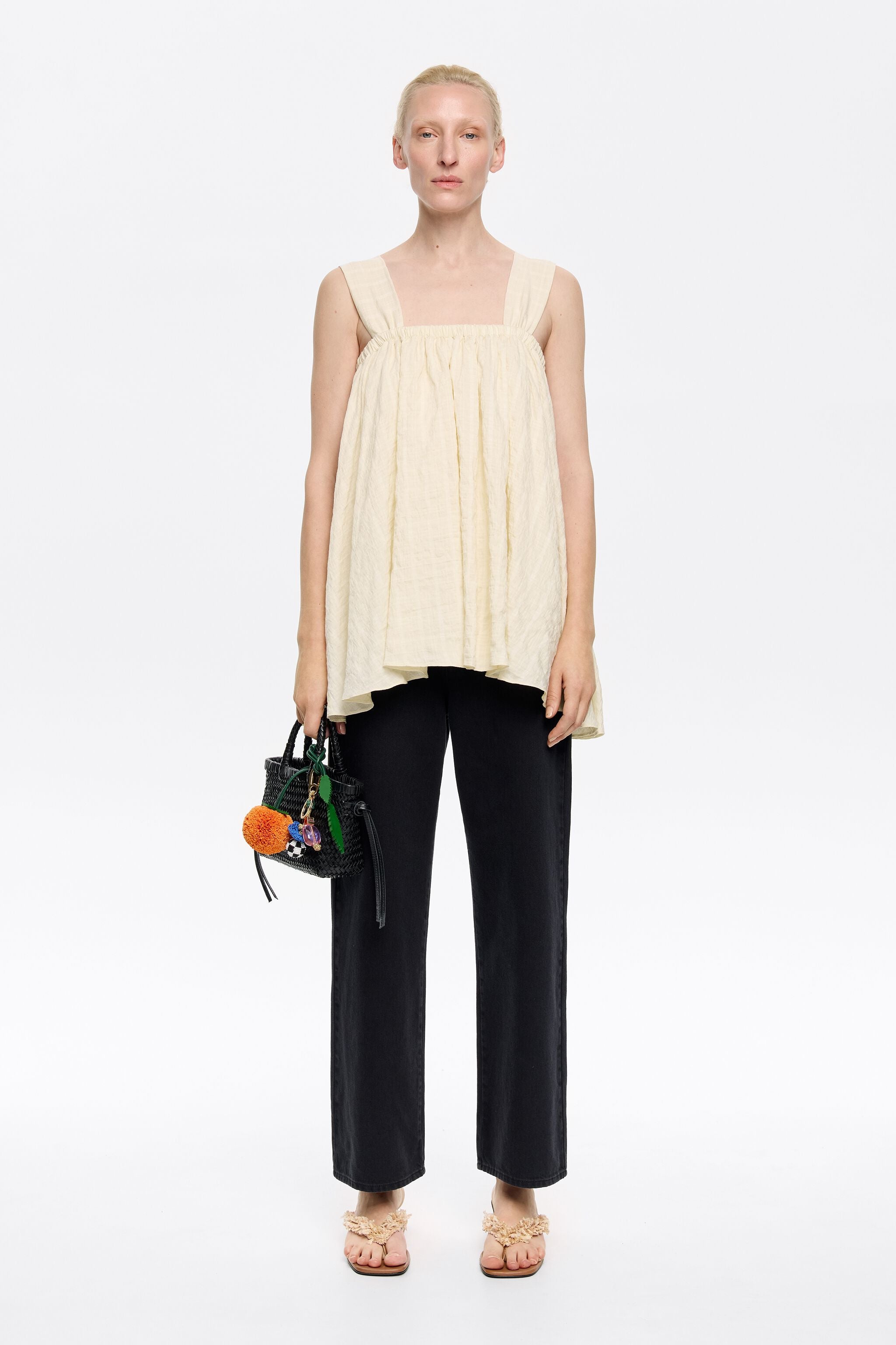 Butter yellow double-ruffle top