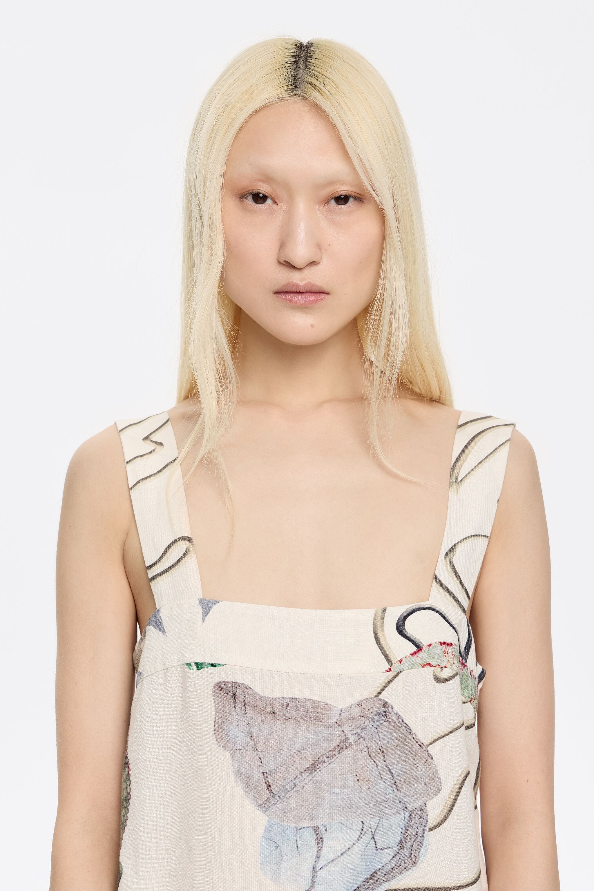 Ivory Chameleon linen vest top
