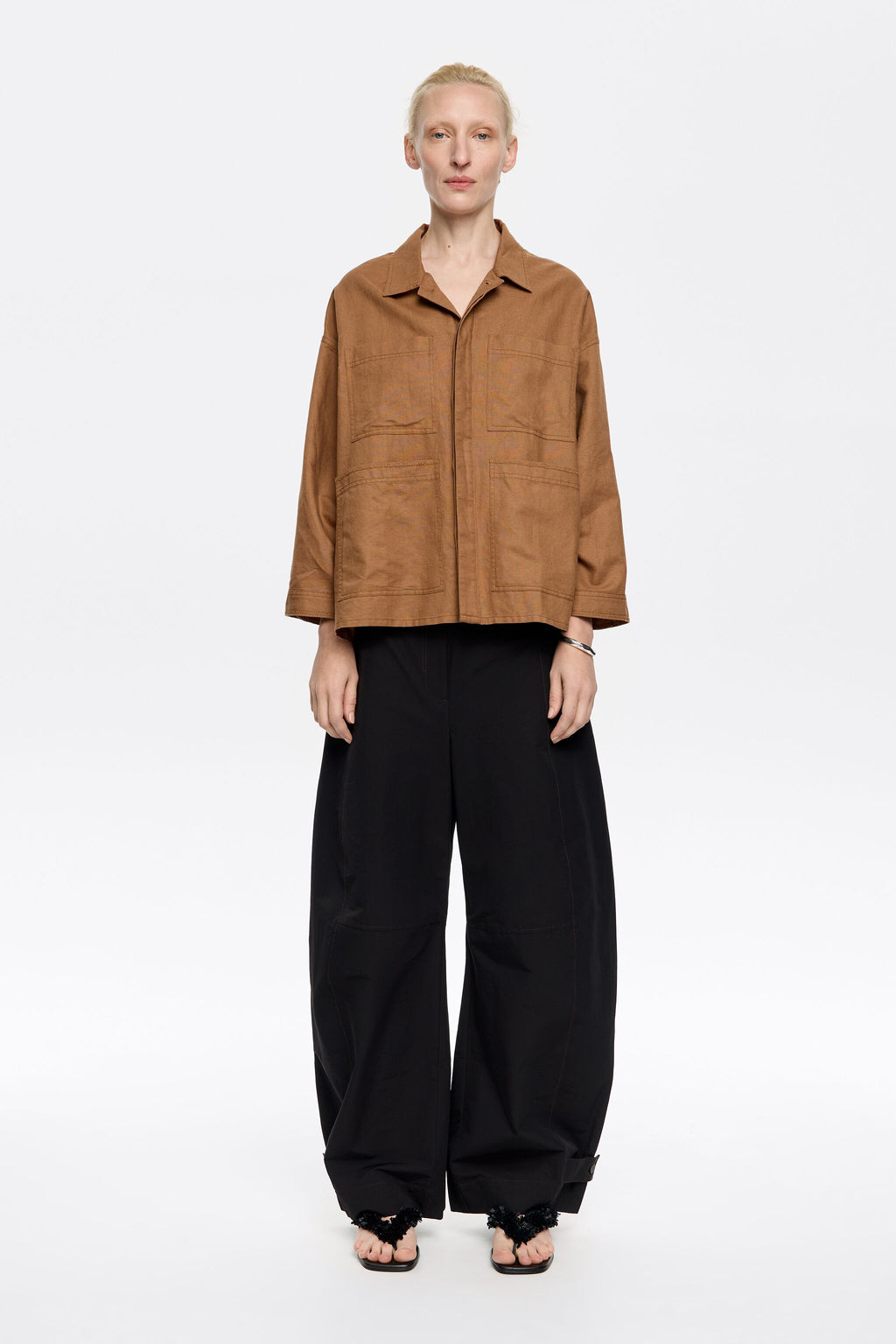 Light brown straight linen jacket