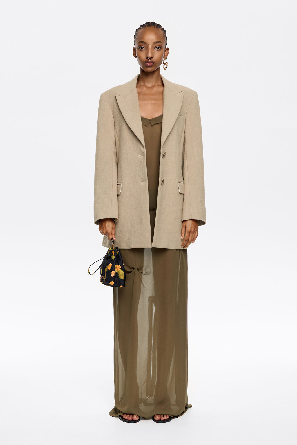 Sand fitted tailored jacket
